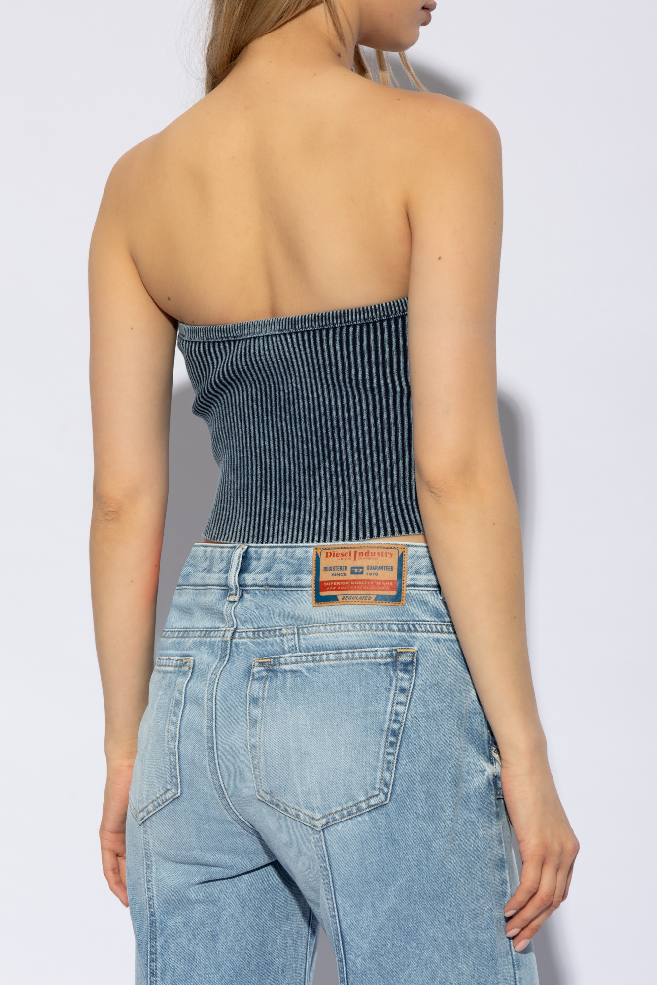 Tシャツ・カットソー DIESEL TOP M-CLARKSVILLEX-C M-CLARKSVILLEX-C Rib-knit tube top with Oval D｜ブルー